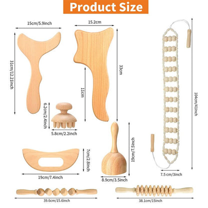 ZONGKUNG Wood Therapy Massager Maderoterapia Kit for Lymphatic Drainage anti Cellulite Body Slimmling Wood Gua Sha Massage Tools